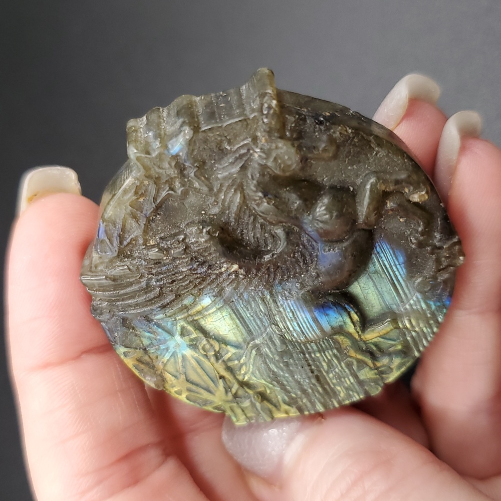 Labradorite Pegasus Coin 🐎 🪽 - Picture 5 of 6